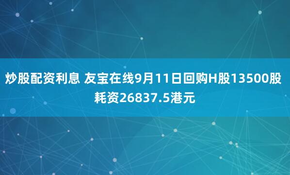 炒股配资利息 友宝在线9月11日回购H股13500股 耗资26837.5港元